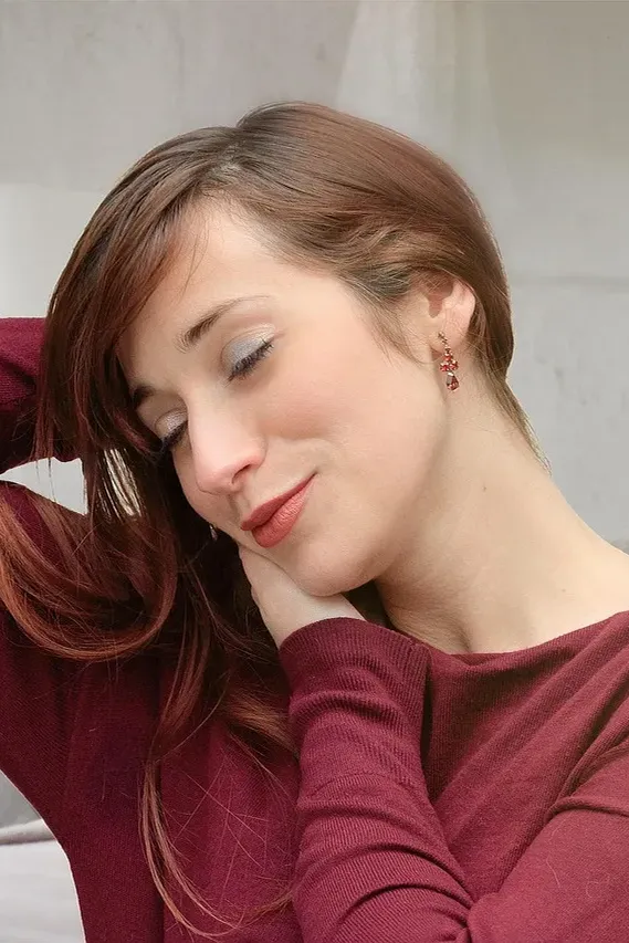 laughing woman while squatting